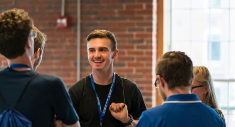student at orientation