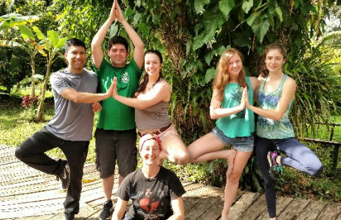 Juan Posada, far left, poses with other students on the BSCI 620 trip to Belize