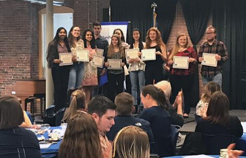 UNH Manchester's student leaders were recognized at the fourth annual Student Leadership Awards Ceremony on April 25