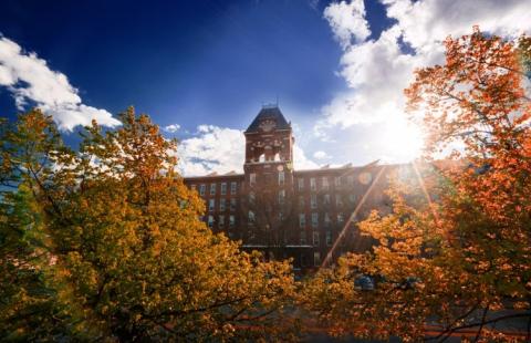 UNH Manchester building in the fall