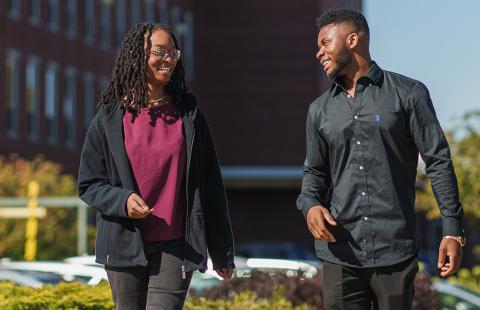 Students walking outside 