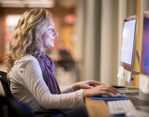 Student sitting at a computer