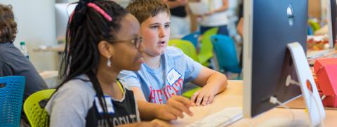 Students working in the STEM Discovery Lab