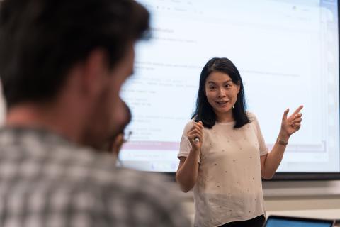 Woman teaching a class