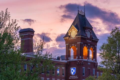 unh manchester campus at dusk