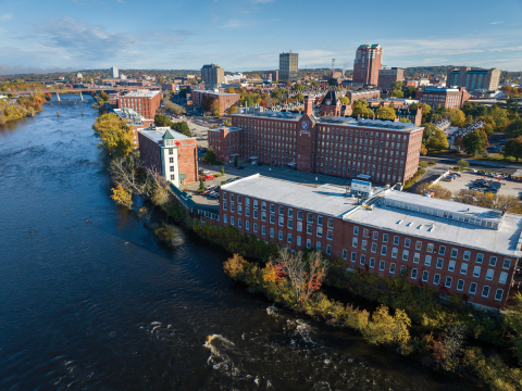 Aerial view of Manchester and river